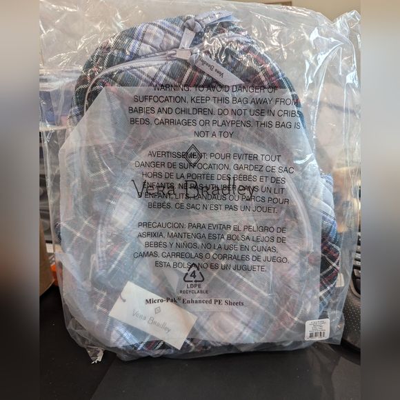 NWT VERA BRADLEY Compact Backpack Snowy Plaid - Picture 9 of 9